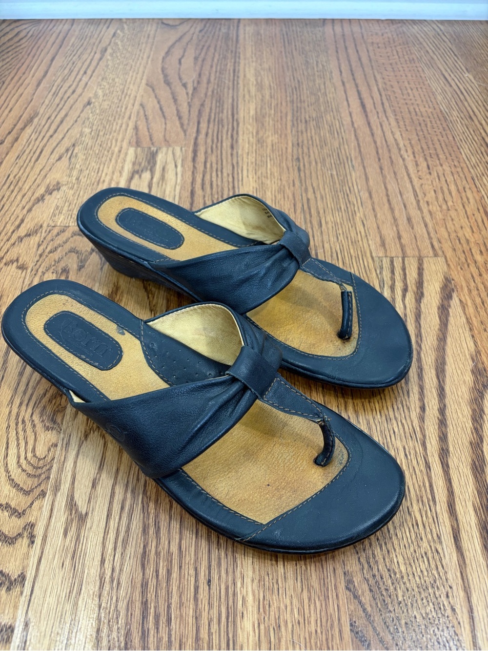 Børn Black Leather Thong Sandals (10/42)